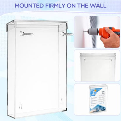 Thyle 1 Pcs 6 x 9 Inch Outdoor Brochure Holder with Lid Acrylic Wall Mount Literature Box with Self Closing Lid Waterproof Clear Heavy Duty with Screws for Flyer Document Pamphlet Display (Clear) - color: Clear