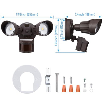 LEONLITE Motion Sensor Security Lights Dusk to Dawn IP65 3000K Bronze - color: Bronze (3000K)