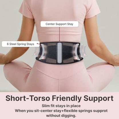 Ultra Breathable & Thin Back Brace for Lower Back Pain, Wear Under Clothes - size: L/XL(Waist: 42.5"-53")