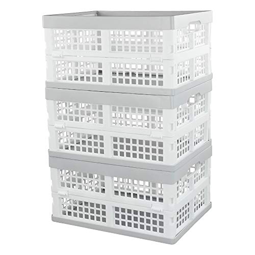 Vababa 3-Pack Plastic Stackable Collapsible Storage Crate, 15 L - size: 15 L