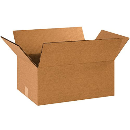 BOX USA 15 Pack of Heavy-Duty Double Wall Corrugated Cardboard Boxes, 16" L x 12" W x 6" H, Kraft, Shipping, Packing and Moving