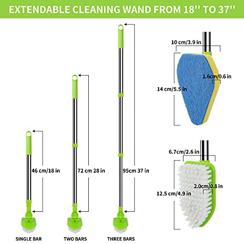 Extendable Scrub Cleaning Brush with Long Handle 35'' - Floor Scrubber