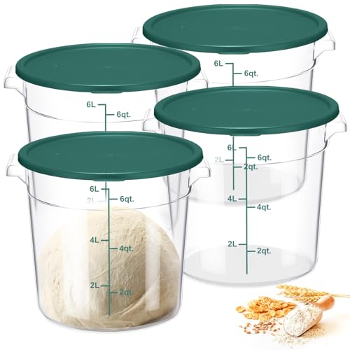 Suclain 4 Pcs 6 Quart Food Storage Container with Lids, Green - color: Green