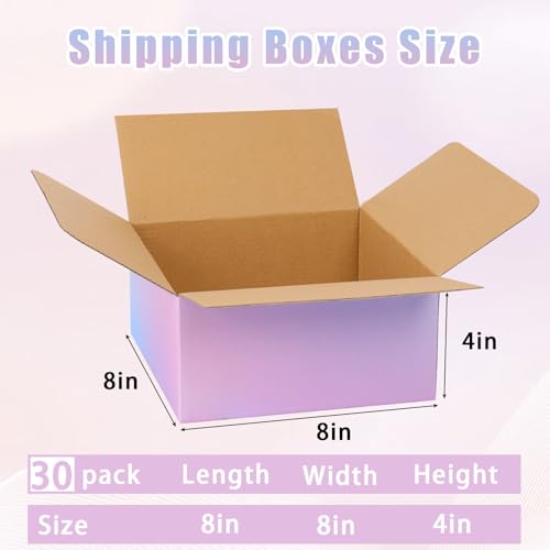 FORBFAN 8 x 8 x 4 Shipping Boxes, 30 Pack Corrugated Cardboard Mailing Boxes for Small Business, Colorful Packing Boxes for Shipping & Packaging - color: Purple Gradient, size: 8x8x4