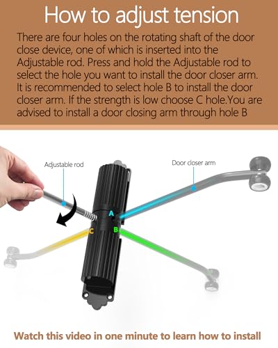 2 Pack Black Adjustable Door Closers, to Convert Hinged Doors to Self Closing Doors.Up to 140LB can be Pushed - color: 2 Pack black