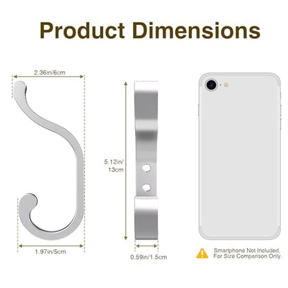Coat Hooks Wall Mount,Heavy Duty Wall Hooks for Backpack,Towel,Silver 4 Pcs - color: Silver, size: 4 Pack