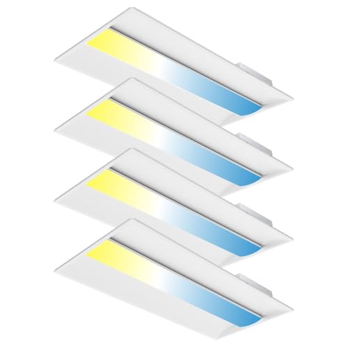 2x4 FT Center Basket LED Troffer Panel Light, 30/40/50/60/72W, 5 Color Options 3000K | 3500K|4000K | 5000K|6500K, Dimmable Drop Ceiling Lights, 9000 Lumens, Damp Rated, 120-277V, Premium (4 Pack)