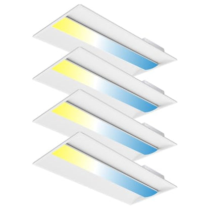 2x4 FT Center Basket LED Troffer Panel Light, 30/40/50/60/72W, 5 Color Options 3000K | 3500K|4000K | 5000K|6500K, Dimmable Drop Ceiling Lights, 9000 Lumens, Damp Rated, 120-277V, Premium (4 Pack)