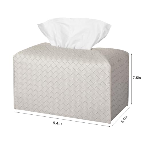 Tissue Box Cover Rectangle Leather Facial Paper Holder, Misty Gray - color: Misty Gray, size: rectangle