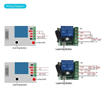 QIACHIP DC 12V 1CH 433Mhz RF Wireless Relay Remote Control Light Momentary Switch Transmitter with Receiver (1 Relay) - color: KR1201B_1