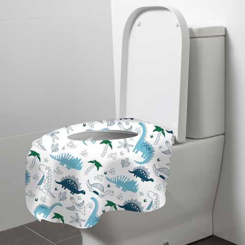 60 Pack Toilet Seat Covers Disposable, Extra Large Waterproof Toilet Cover for Toddlers & Adults, Individually Wrapped Travel Essential Portable Potty Training in Public Restrooms, Trip - Dinosaur - color: Dinosaur