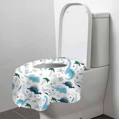 60 Pack Toilet Seat Covers Disposable, Extra Large Waterproof Toilet Cover for Toddlers & Adults, Individually Wrapped Travel Essential Portable Potty Training in Public Restrooms, Trip - Dinosaur - color: Dinosaur