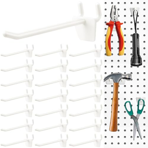Supkiir 100Pcs Plastic Pegboard Hooks 4" Yellowish, Peg Board Shelving Hooks Suitable for 1/4 and 1/8 Pegboard, Pegboard Accessories for Kitchen Room Garage Office Tools Crafts Store Display