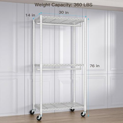 FUTASSI P1 Medium Heavy-Duty Portable Closet, 30" W x 14" D x 76" H, White - color: White, size: P1 Medium