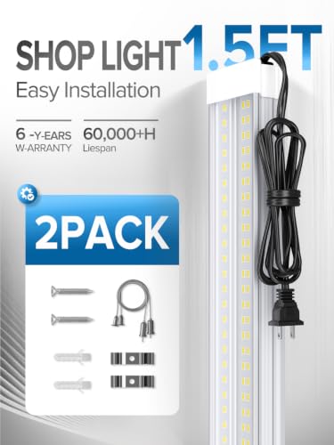 1.5FT LED Shop Lights, 35W 3500LM 5000K Ultra-Bright Linkable Shop Light - size: 1.5FT-2PACK