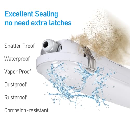 LEONLITE 4-Pack 4FT 3CCT LED Vapor Tight Light Fixture, 70W/60W/50W