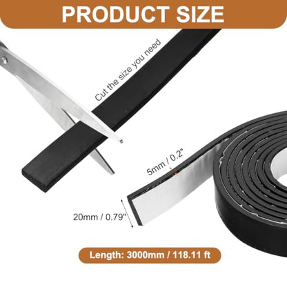 Smoke Fire Seal Strip 9.8Ft 20mm/0.79" Wx 5mm/0.2" T Black - color: Black, size: 9.8FT x 20mm / 0.79" W x 5mm / 0.2" T