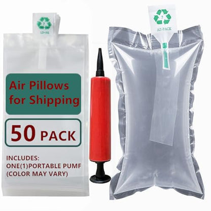 50 Pieces Packaging Air Bags, Clear Air Bubble Bag Air Cushions Buffer Bags Inflatable Air Packaging Protector Bag with Free Pump, 4x6 Inches