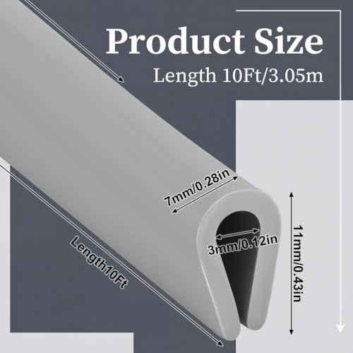 Tondiamo Rubber U Channel Edge Trim, Door Seal Strip - color: Gray, size: 10.01 Feet,1/8 Inch
