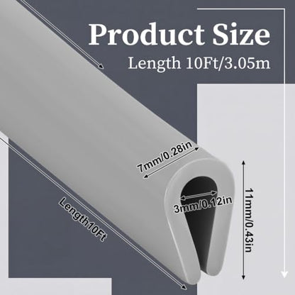 Tondiamo Rubber U Channel Edge Trim, Door Seal Strip - color: Gray, size: 10.01 Feet,1/8 Inch