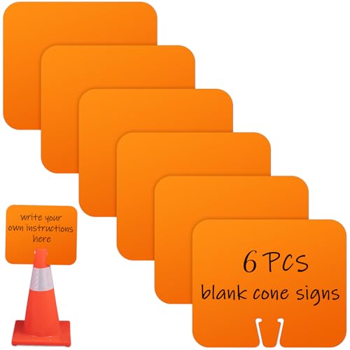 Geetery 6 Pcs Blank Traffic Cone Signs, 10.4"x12.6" Write-on Sign, Orange - color: Orange