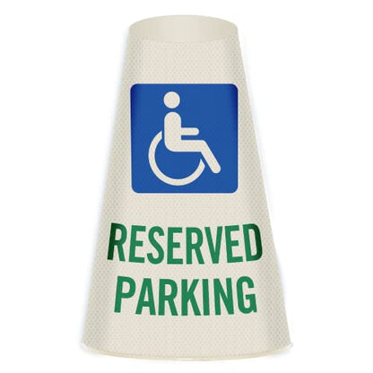 SmartSign “Reserved Parking with Handicapped Symbol” Bright Reflective Cone Message Sleeve, [Cone Not Included] - color: Reserved Parking with Handicapped Symbol, size: Pack of 1