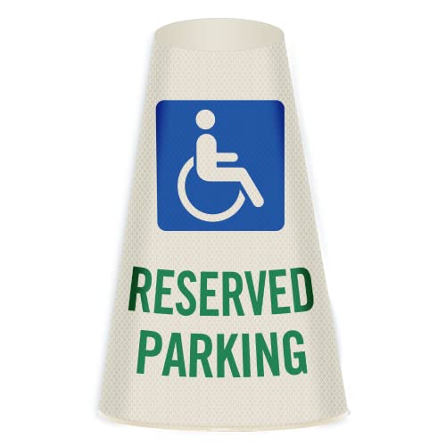 SmartSign “Reserved Parking with Handicapped Symbol” Bright Reflective Cone Message Sleeve, [Cone Not Included] - color: Reserved Parking with Handicapped Symbol, size: Pack of 1