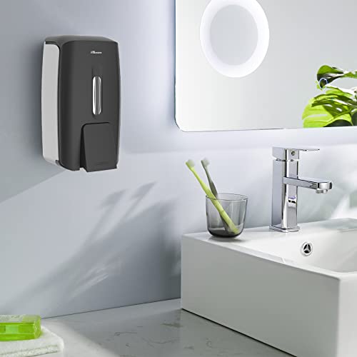 Soap Dispenser Wall Mount Adhesive Commercial Soap Dispenser 800ml No Drill Hand Sanitizer Dispenser for Bathroom Support Liquid and Gel,Black-PN9088 - color: Black