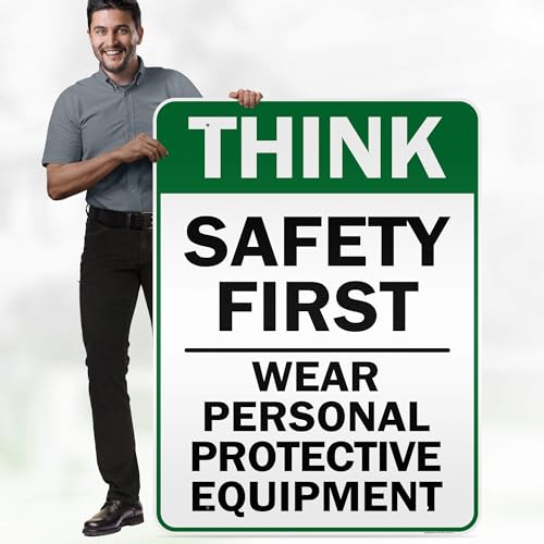 Think Safety First Wear Personal Protective Equipment Sign, 36"x48" - size: 36x48 Reflective