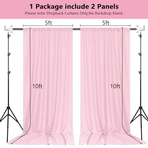 MEETSKY Pink Backdrop Curtains,Birthday Backdrop Drapes,5ft x 10ft,2 Panels - color: Baby Pink, size: 60"W x 120"L (Pack of 2)