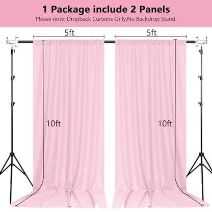 MEETSKY Pink Backdrop Curtains,Birthday Backdrop Drapes,5ft x 10ft,2 Panels - color: Baby Pink, size: 60"W x 120"L (Pack of 2)