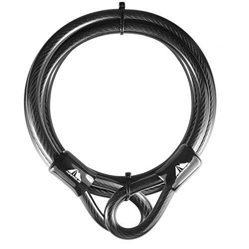 MARQUE Security Steel Cable - 3/8 inch (10 mm) Thick (4', 7', 15', 20' or 30') Vinyl Coated Braided Steel Cable with Double Sealed Looped Ends for U-Lock, Padlock, Disc Lock (4 FT) - color: 4 FT
