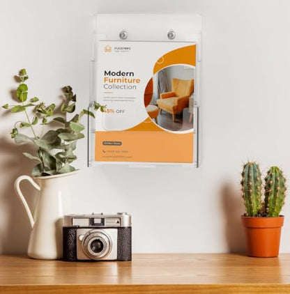 FUCDTEFC 2 Pack Acrylic Brochure Holder 8.5x11 & 4 x9 Inches Universal, Clear 3 Tier Magazine Stand Brochure Display Stand w Removable Divider, Literature Flyer Holder for Wall Mount or Countertop - size: 2 Pack 3-Tier Brochure Holder