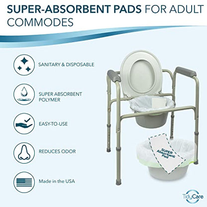 TidyCare Disposable Bedside Commode Pads for Adult Portable Toilet Chair Bucket and Bedpan | Value Pack of 240 Commode Pads | Universal Fit Absorbent Pads for Home Medical Care - size: 240 Count (Pack of 1)