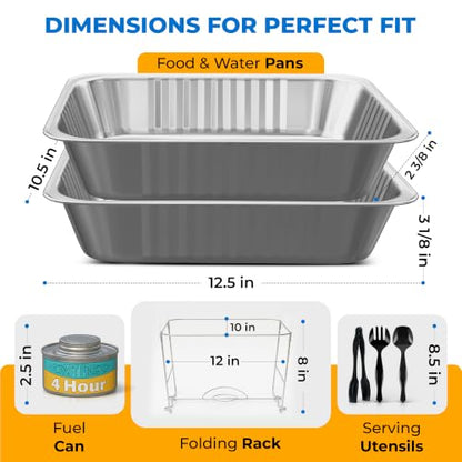 Disposable Chafing Dish Buffet Set, 6 Pack Half Size 10 x 12 Inch Food Pans
