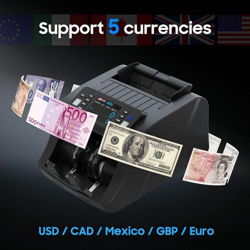 Money Counter Machine Mixed Denomination Accurate for USD CAD MXN EUR GBP