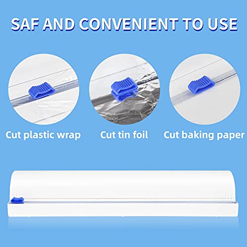 Refillable Plastic Wrap Dispenser with Slide Cutter, Fovanga cling wrap with slide cutter for 250ft Tin Aluminum Foil Dispenser