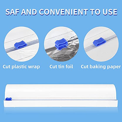 Refillable Plastic Wrap Dispenser with Slide Cutter, Fovanga cling wrap with slide cutter for 250ft Tin Aluminum Foil Dispenser