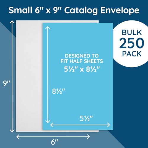 Blue Summit Supplies 250 6" x 9" Catalog Envelopes, Self Seal, White - size: 6 X 9