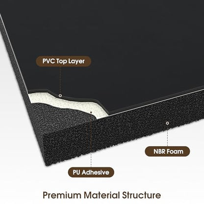 BarberPub 3'x4'x1/2" Semicircle Salon Mat, NBR, Square Base 0065 - color: Black - Nbr Foam