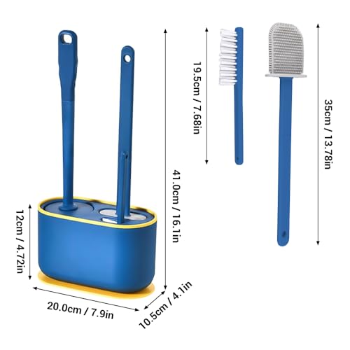 Toilet Brush Set, Bathroom Accessories, Toilet Bowl Cleaners, Deep Cleansing Multifunctional Hanging Toilet Brush Set for Bathroom(Bule) - color: Blue