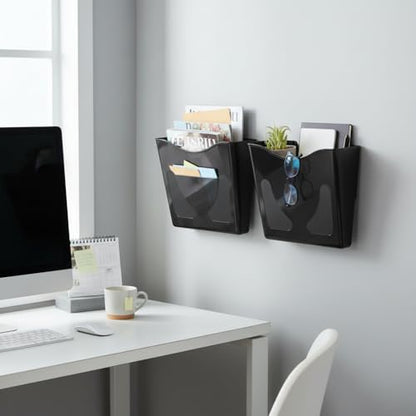 Azar Displays 250088-BLK-2PK Single Vertical Pocket Wall Mount Acrylic File Holder, Letter Size, Black (2-Pack) - color: Black, style: Vertical