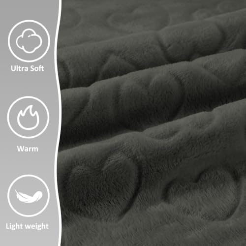 Travel Blanket, Airplane Blanket, Ultra-Soft, Warm & Lightweight, 65x40 in, Outdoor Blanket Essentials for Women, Men & Kids, Included Eye Mask, Luggage Sleeve & Backpack Clip Heart Grey - color: Heart Dusty Gray