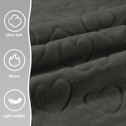 Travel Blanket, Airplane Blanket, Ultra-Soft, Warm & Lightweight, 65x40 in, Outdoor Blanket Essentials for Women, Men & Kids, Included Eye Mask, Luggage Sleeve & Backpack Clip Heart Grey - color: Heart Dusty Gray