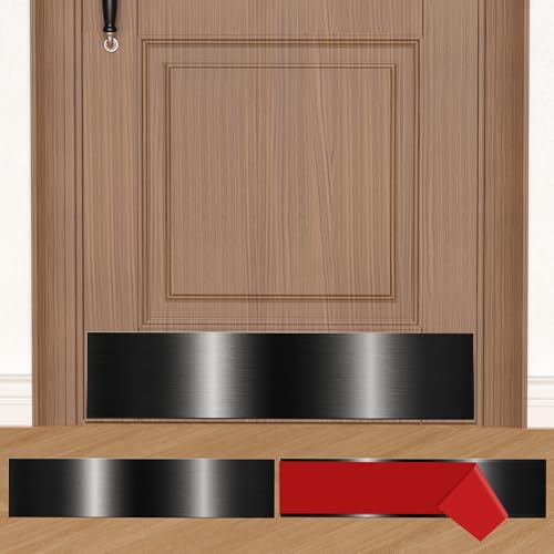 2 PCS 8" x 36" Self Adhesive Brushed Door Kick Plate for 38" Door Bottom - color: Brushed Black, size: 8"*36"