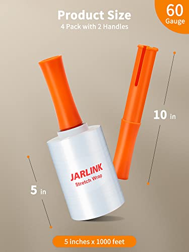 JARLINK 5" x 1000' Plastic Film Roll, Stretch Pallet Wrap W/Handles, 8 Pack - size: 5" x 1000ft (Pack of 2)