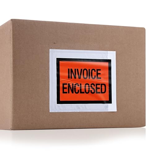 The Boxery 4 ½ x 5 ½” Clear Adhesive Backloading (Full Face) Invoice Enclosed Envelopes, Label Envelopes/Pouches/Shipping Label Sleeves (1000 Pack) - size: Invoice Full 4 1/2x5 1/2