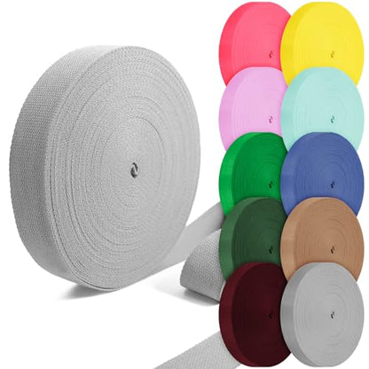 Cotton Webbing 1 inch 1.5 inch 2 inch Webbing Tote Strap Canvas Straps for Bags, 10 25 50 3.3 Yards Cotton Polyester Webbing - color: Silver, size: 1 Inch x 25 Yards
