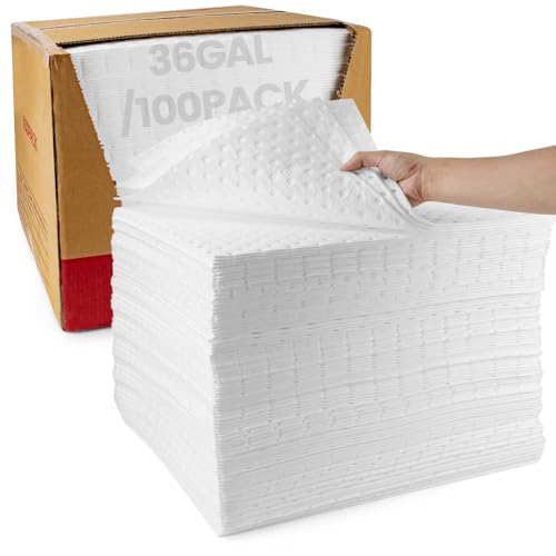 Oil Absorbent Pads, Oil-Only Spill Mat, White, 16"x20", 100 Pcs - color: 100pack 4mm Thickened/ Oil-Only Pads(16"x20")