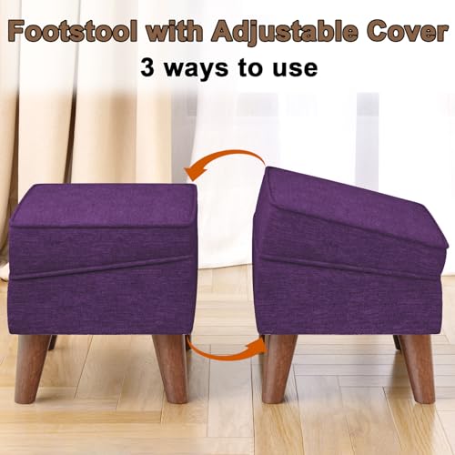 FAGAGA Storage Ottoman, Small Foot Stool Ottoman with Adjustable Lid - color: Purple, size: 11.8"D x 15.8"W x 11.3"H